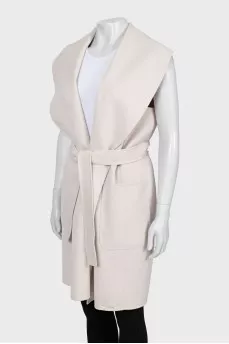 Beige vest with belt