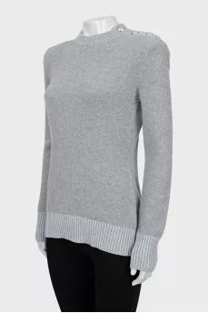 Fitted sweater with accent shoulders