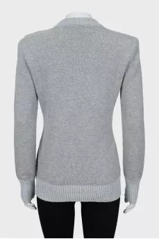 Fitted sweater with accent shoulders