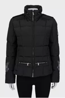 Quilted jacket with embroidered sleeves