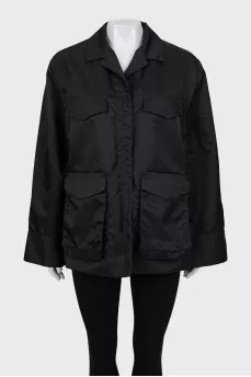 Black jacket with patch pockets