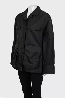 Black jacket with patch pockets