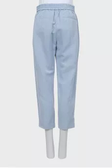 Blue trousers with elastic waistband