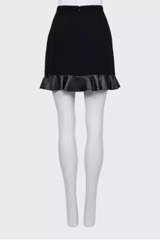 Black mini skirt with ruffled hem
