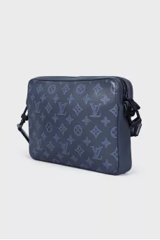 Men's leather duo messenger bag