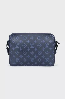 Men's leather duo messenger bag
