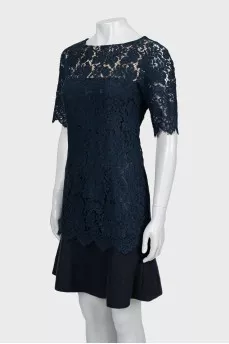 Guipure dress with short sleeves