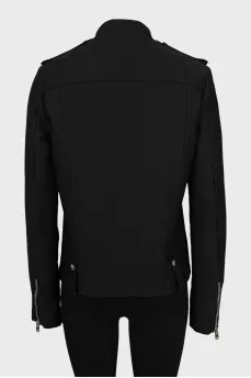Black jacket with bias fastening