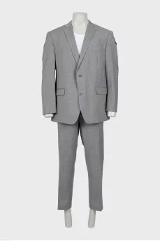 Men's gray checkered suit