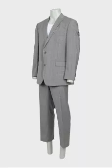 Men's gray checkered suit