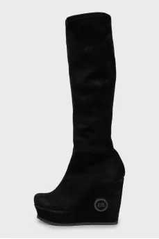 Suede wedge boots