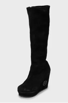 Suede wedge boots