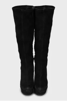 Suede wedge boots