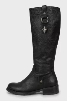 Leather boots with signature decor