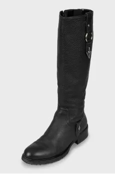 Leather boots with signature decor