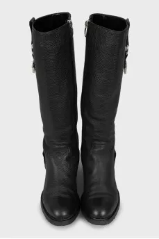 Leather boots with signature decor