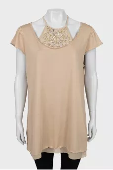 Combined silk tunic