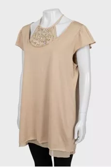 Combined silk tunic