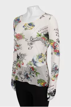 Printed mesh long sleeve