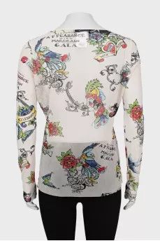 Printed mesh long sleeve
