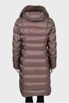 Brown down jacket with belt
