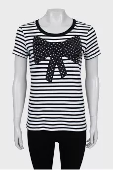 Striped T-shirt with bow