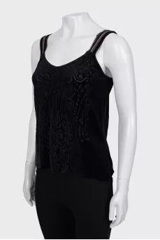 Velor top with ribbed print