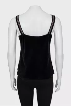 Velor top with ribbed print