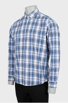 Men's straight shirt in mixed check