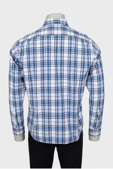 Men's straight shirt in mixed check