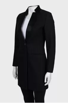 Slim fit black coat with button down
