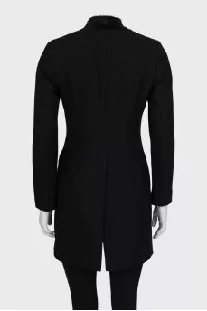 Slim fit black coat with button down