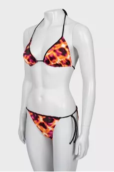 Swimsuit in abstract print with tag