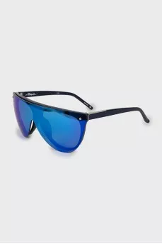 Blue sunglasses with mirrored lenses