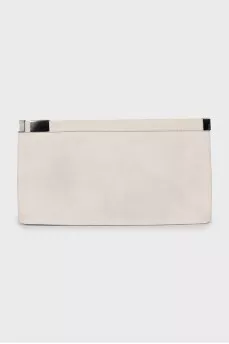 Suede clutch with silver hardware