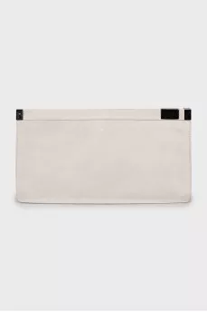 Suede clutch with silver hardware