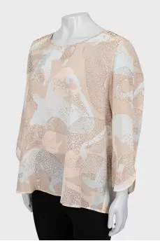 Printed loose-fitting blouse