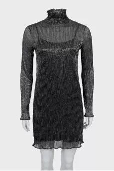 Dress with high neck and lurex