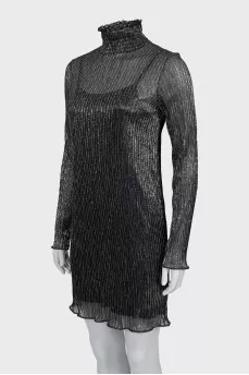Dress with high neck and lurex