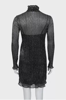 Dress with high neck and lurex