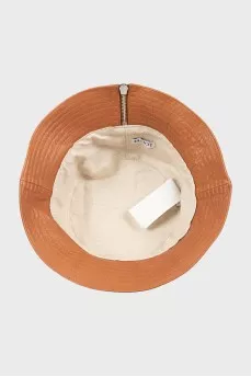 Brown leather bucket hat