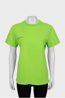 Green T-shirt with text print