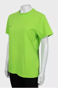 Green T-shirt with text print