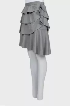Wool mini skirt with ruffles