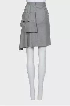Wool mini skirt with ruffles