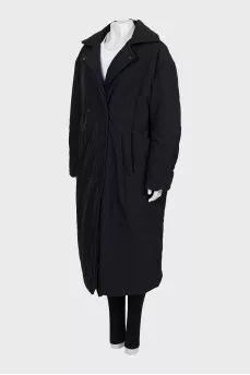 Black oversized down jacket with buttons