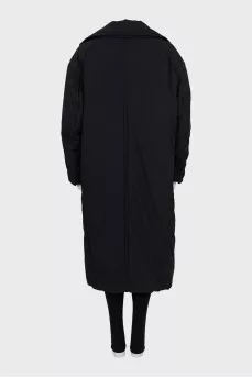 Black oversized down jacket with buttons