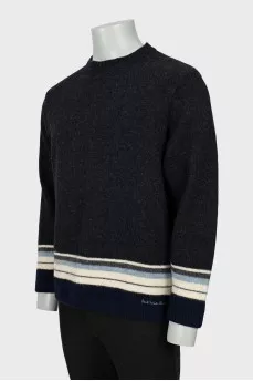 Men's wool sweater with stripes