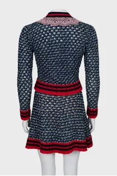 Knitted suit with cardigan and skirt