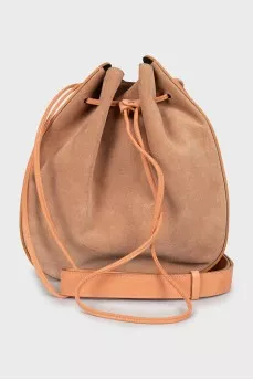 Leather drawstring bag
